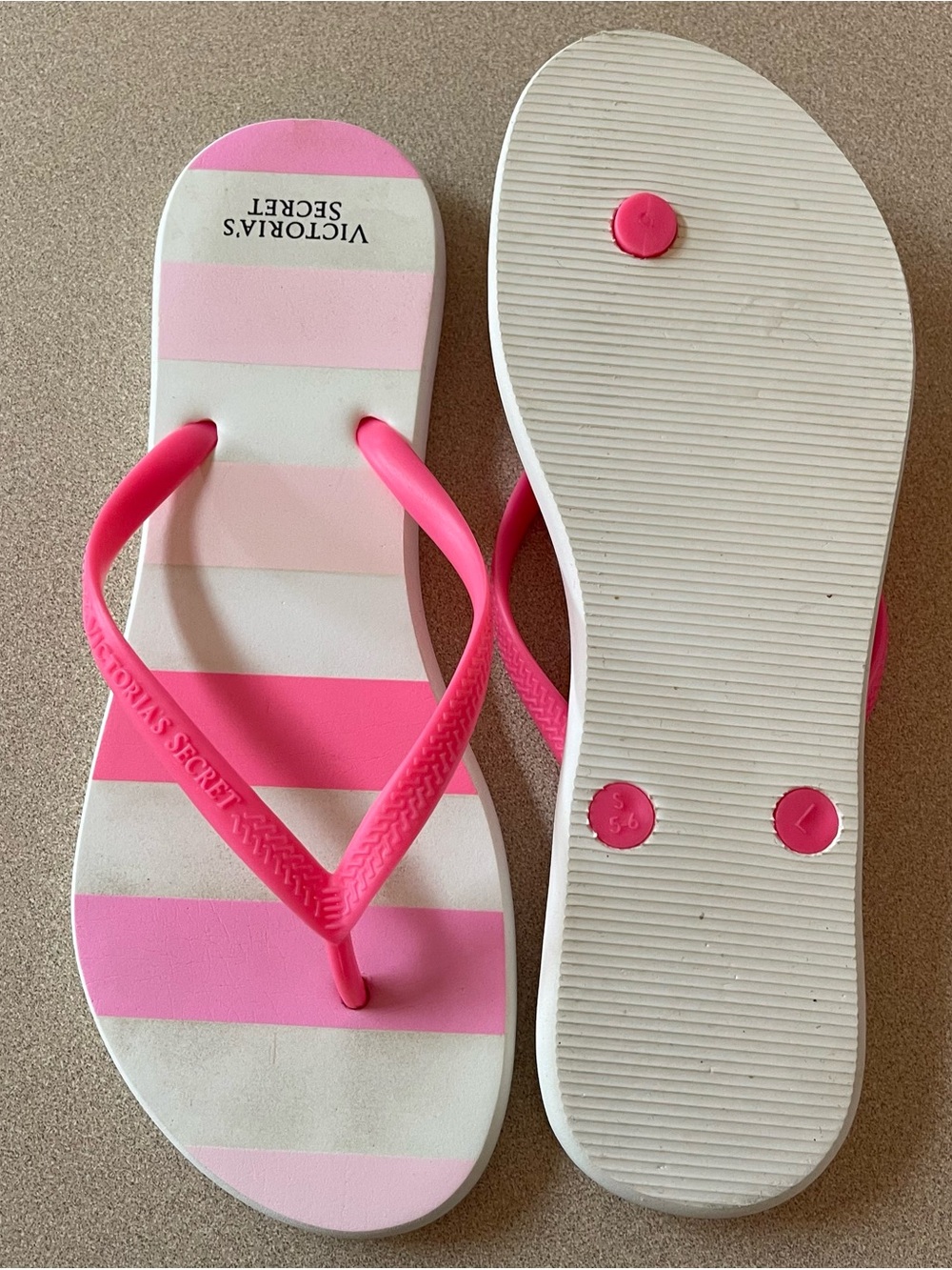 Victoria's Secret Pink Striped Flip Flop Sandals